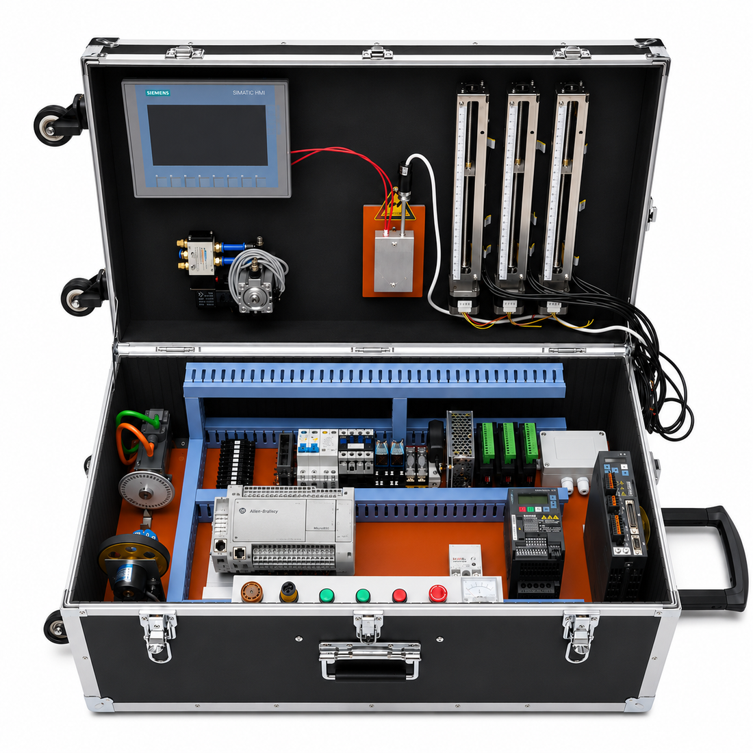 Allen-Bradley Micro850 integrated PLC training system with HMI and VFD