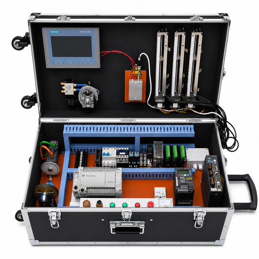 Allen-Bradley Micro850 integrated PLC training system with HMI and VFD
