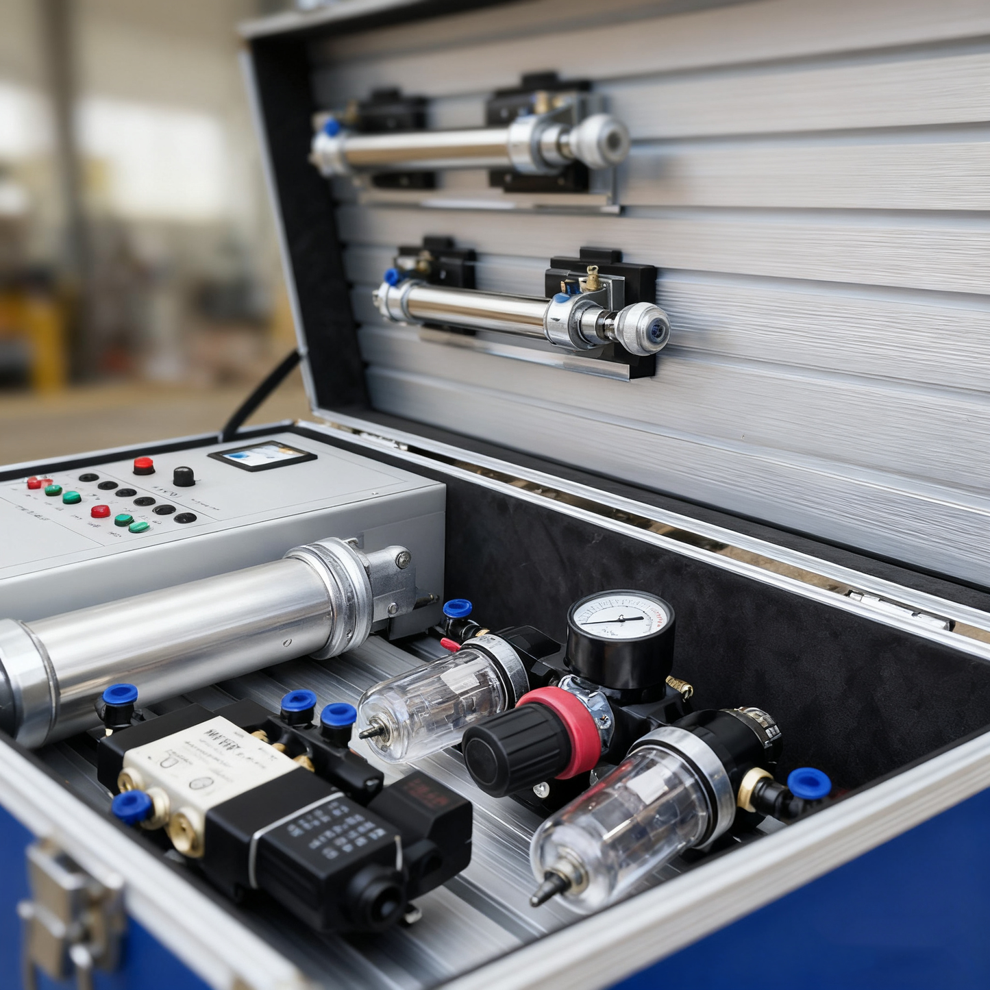 Portable Pneumatic Training Kit – Pneumatics & PLC Integrated Training Workbench with Pneumatic and Electrical Control Circuits