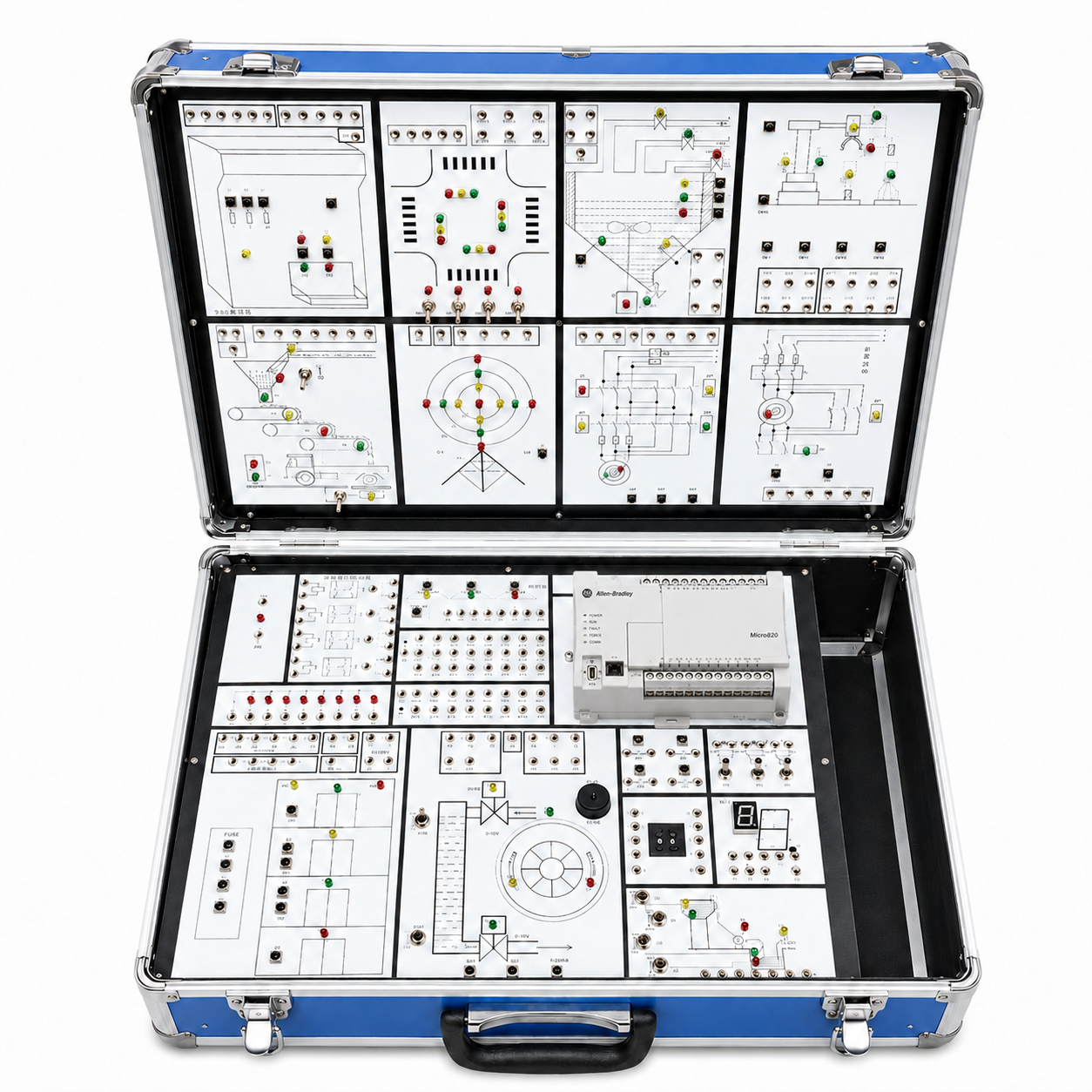 Allen-Bradley Micro820 PLC Training Kit with Digital I/O, Relay Control & Automation Simulation Modules