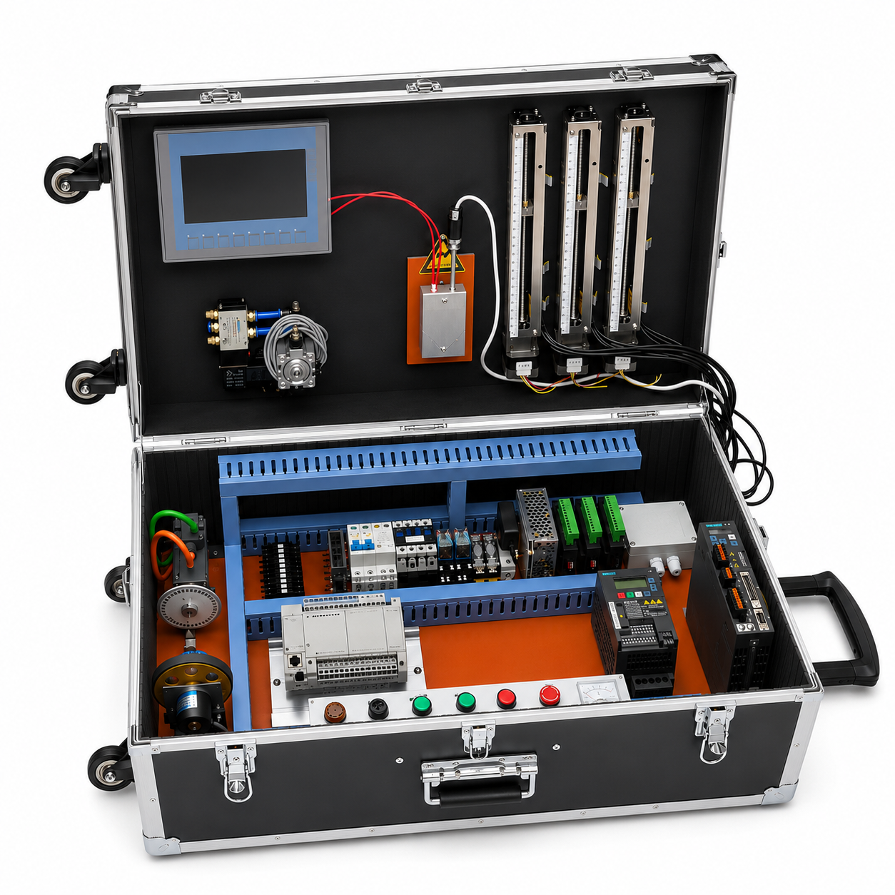 Allen-Bradley Micro850 PLC Integrated Automation Training Kit – Portable HMI, VFD, Pneumatic & Process Control Trainer