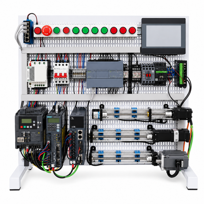 Advanced PLC Motion Control Trainer with Siemens S7-1200, V90 Servo, V20 VFD, Stepper Motor & HMI