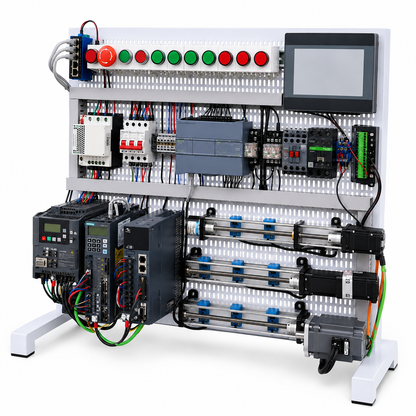 Advanced PLC Motion Control Trainer with Siemens S7-1200, V90 Servo, V20 VFD, Stepper Motor & HMI
