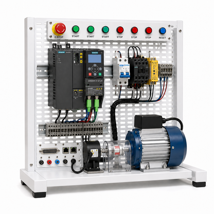 Siemens SINAMICS G120 motor control training module with three-phase AC motor